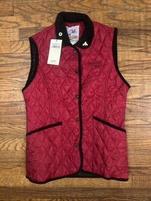 John Partridge Classic Gilet Claret Red Quilted Vest Womens Size M NWT