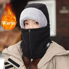 Winter Cycling Fleece Neck Warmer Hat Set Windproof Thermal Face Mask for Outdoo