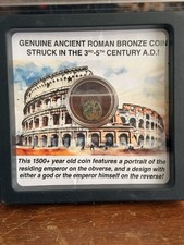 Genuine Ancient Roman Bronze Coin Struck In The 3rd-5th Century AD In Frame