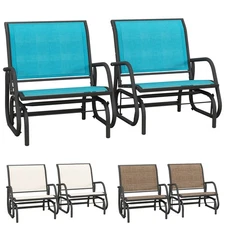 Outsunny Outdoor Glider with Breathable Mesh Fabric Curved Armrests