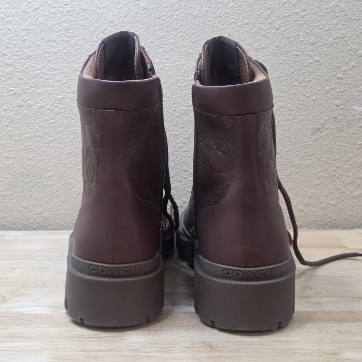 Coach Citysole Boot Men\'s Size 13 D Combat Style Brown CC748 Coach Citysole Boot CC748 Mens Brown Leather Signature  main image 4