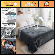 Waterproof Reversible Flannel Blanket 60"x80" - Soft Pet Couch Cover, Travel