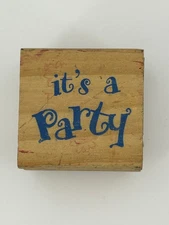 Greenbrier It's a Party Wood Rubber Stamp 2in x 1.75in