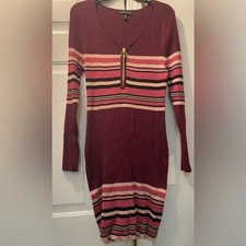 Derek Heart long sleeve Fitted Burgundy Sweater knit Dress