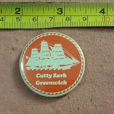 Vintage Cutty Sark Greenwich Tea Clipper Ship Souvenir Button Pin Pinback