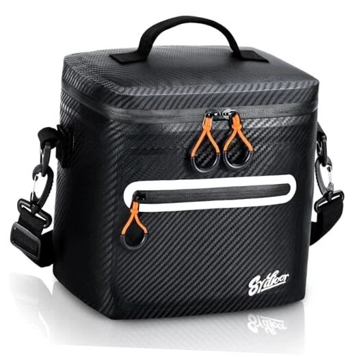 Soft-Sided Cooler Bag, 7/16/30 Can Insulated Lunch Box, Small 7 CAN Black