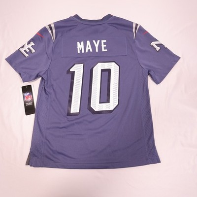 Nike Drake Maye Game Jersey New England Patriots Storm Blue Youth Med Blemish