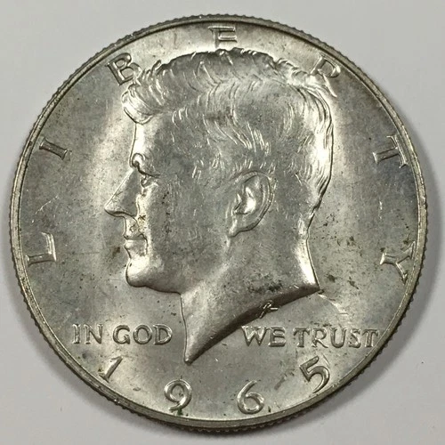 1965 Kennedy Half Dollar - 40% Silver - About Uncirculated (AU) KM#202a - 8095