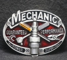 XC15141 NOS VINTAGE 1990s  MECHANIC  GAURANTEED PERFORMANCE MENS BELT BUCKLE