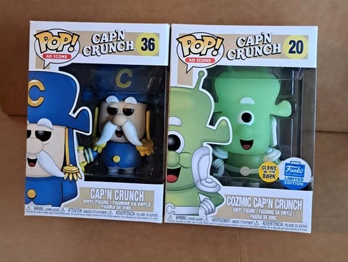 Funko POP! Ad Icons LOT #20 Cozmic Cap'n Crunch #36 Cap'n Crunch protectors Vltd