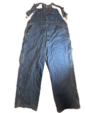 Dickies Denim Bib Overalls Mens 40x29 Blue Carpenter Workwear Wide Leg