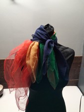 Vintage 4 Pack Square Scarves Neckerchief Headband Sheer Purse Scarf Nylon