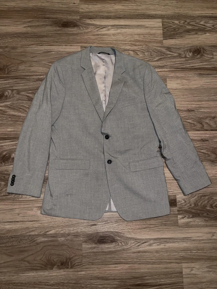 Banana Republic Suit Mens 44R 36x32 Gray Tailored Slim Fit 2 Piece Two Button - Image 3 of 4