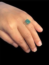 Pre-Owned 3.5ct Natural Emerald Ring 925 Sterling Silver Size 8