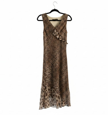 M.X.I Women's Leopard Print Brown Sheer Light Dress Size 6