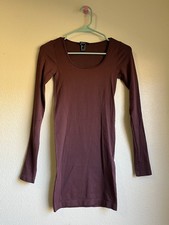 Maroon Bodycon Stretchy Comfy Short Dress Long Sleeve Forever21 Womens