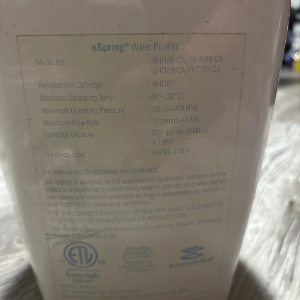 Amway eSpring UV Water Purifier Filter 10-0185 – Above Counter – Pre-Owned - Image 2 of 2