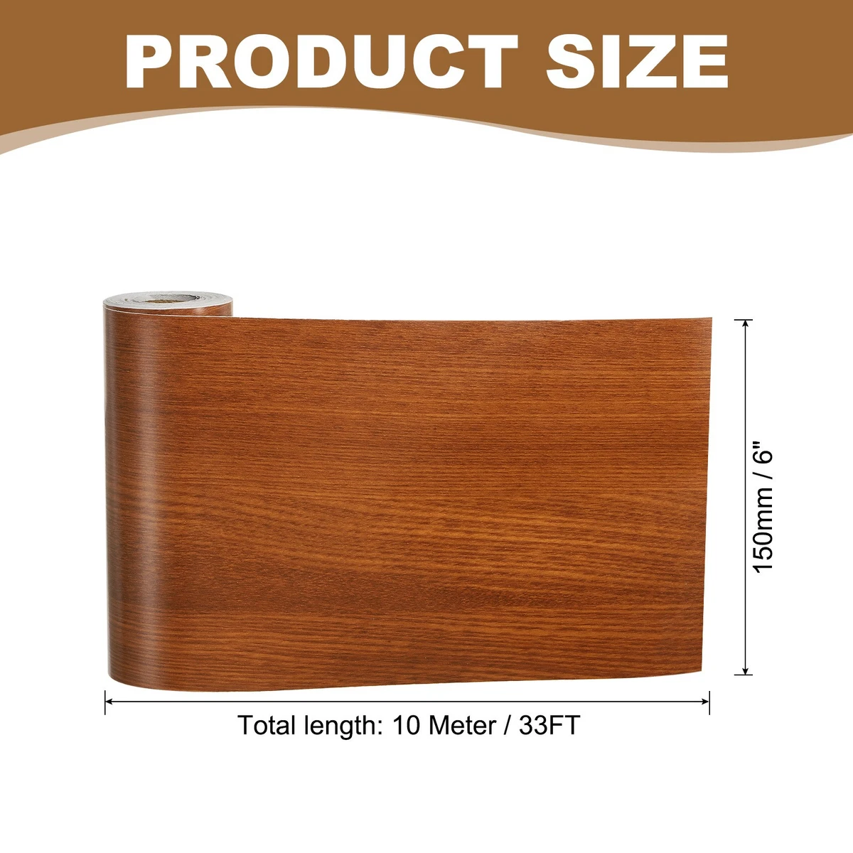 Self Adhesive Wood Grain Repair Tape 33'x 6" for Furniture, Teak
