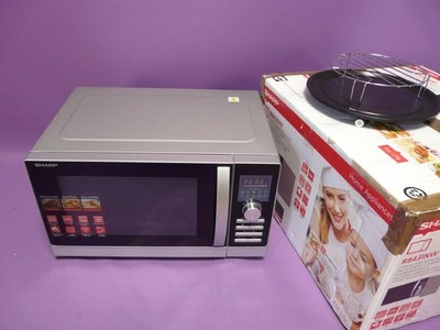 SHARP R-843 INW 3in1 Mikrowelle mit Grill & Heißluft   25 L, 900 W, silber