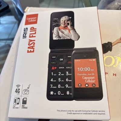 Consumer Cellular IRIS Easy Flip 4G LTE Senior Flip Phone Large Buttons NEW 8GB