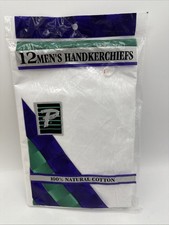 VTG Men's Handkerchiefs 12 Pack 100 Natural Cotton White Paris Accessories