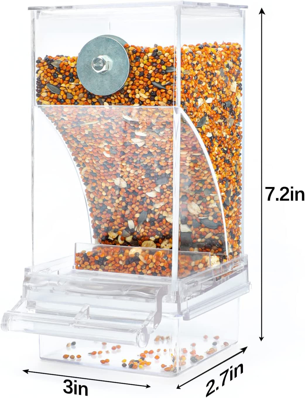 No Mess Automatic Bird Feeder Transparent Food Container Cage Acrylic Parrot Fee