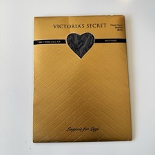 Victoria's Secret Silky Sheer Lace Top Classic Navy Pantyhose MEDIUM VINTAGE NEW