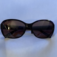 Maui Jim Koki Beach Polarized Oval Sunglasses Black Plastic Frame Gray Lens