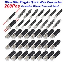 200Pcs Plug-In Quick Wire Connector Kit 1Pin 2Pin Reusable Clamp Terminal Block