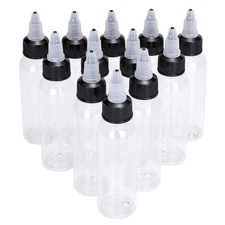 new star tattoo 60ml Empty Tattoo Ink Bottles, 12pcs 2oz Tatto Twist Cap Plas...