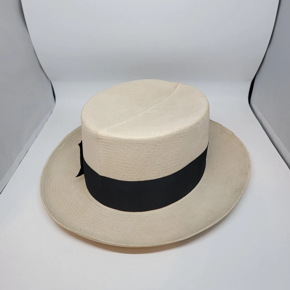 Sombrero de Panamá 1885 a 1934 Sombrereros Unidos de América Hecho en Unión, Tejido Ecuador Foto 3 de 4