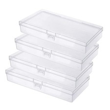 Gebildet 4 Pcs Clear Plastic Storage Boxes, Rectangular Containers with Lids