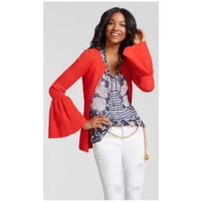 cabi Trumpet Cardigan 5285 Vibrant Hibiscus Red  NWT  Size Small