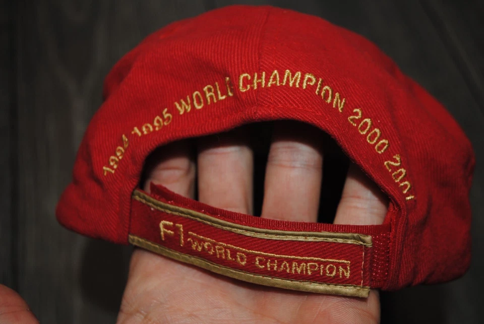 CAMPEÓN DEL MUNDO DE F1 1994-2001 VINTAGE GORRA MICHAEL SCHUMACHER FERARRI ORO ROJO RARA Foto 4 de 4