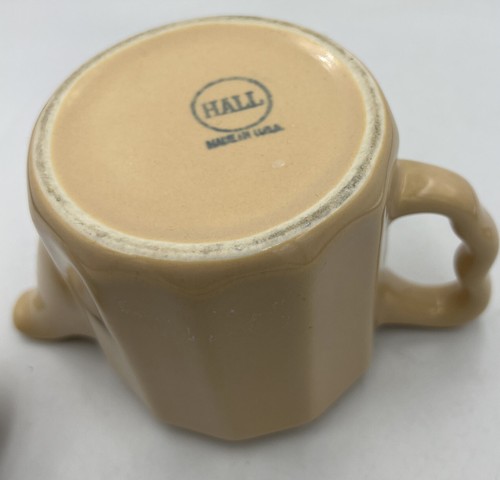 Small Vintage Hall Individual Lidded Teapot Creamer Tan USA 4" 30s 40s Art Deco - Picture 6 of 9