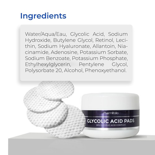 Glycolic Acid Pads 20%, Exfoliating Peel for Dark Spots, Wrinkles & Acne, 60 ct - Picture 7 of 7