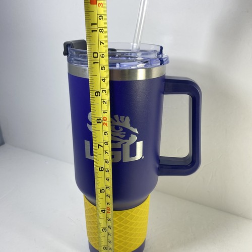 LSU Tigers Great American Products 40 oz Travel Mug Yellow Purple Black Lot Of 2 - Picture 10 of 18