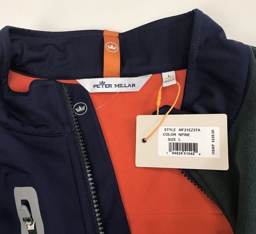 Peter Millar Men L Thermal Block Micro Fleece Full Zip Jacket Green New - Picture 7 of 12