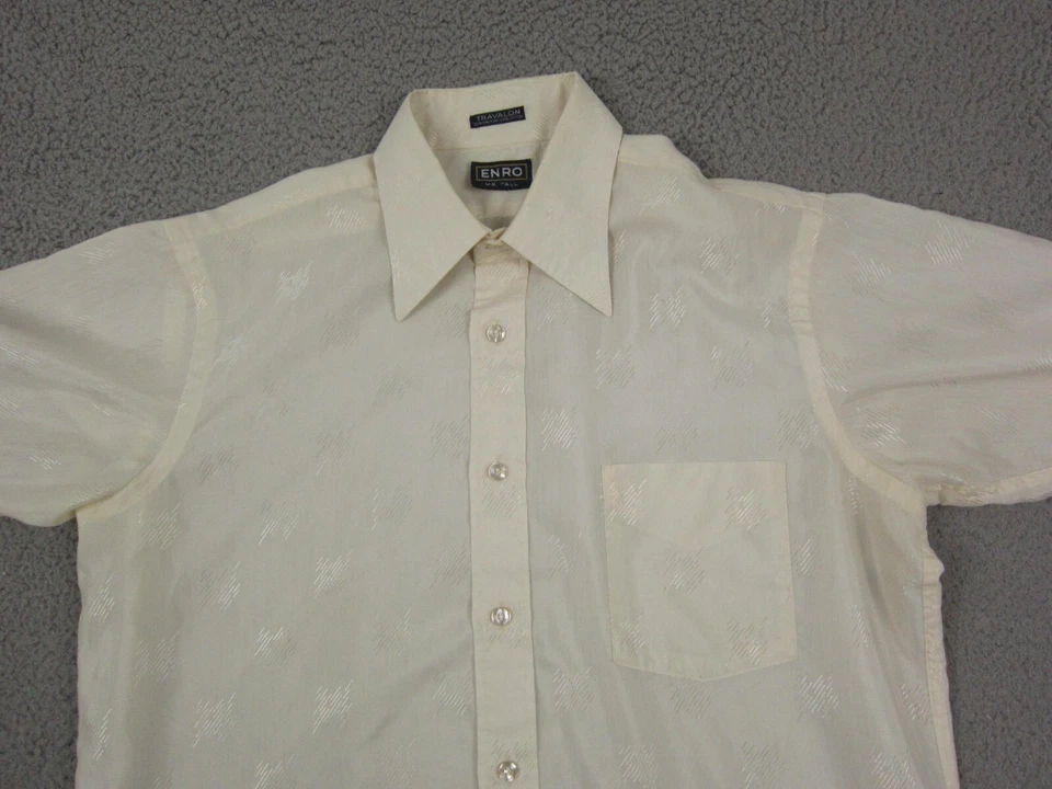 Camisa ENRO De Colección Para Hombre Extra Grande XL Crema Disco Ocio Cuello Largo Años 70 Foto 2 de 4