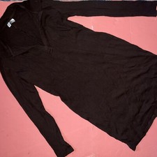 H&M DIVIDED L DRESS DARK BROWN collared RIBBED LONG-SLEEVE