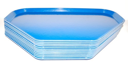 (Paquete de 24) Bandejas de almuerzo azul cobalto bandejas de comida moldeadas de fibra de vidrio 14 X 22 trapezoidales - Imagen 5 de 8