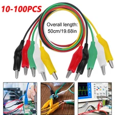 10-100 Metered Color Insulating Test Lead Cable Set Double Ended Alligator Clips