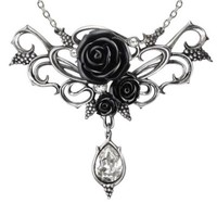 Alchemy Gothic Bacchanal Rose Trauben Dionysus Schwarze Rosen Kristallkette P700