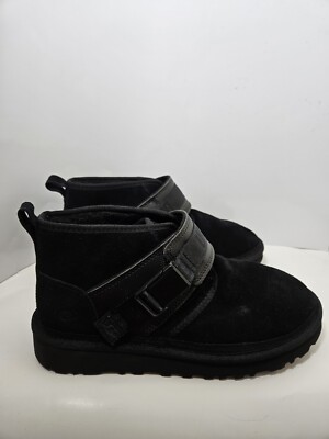 UGG BLACK NEUMEL SNAPBACK SUEDE/ WOOL ANKLE BOOTS, MEN US 10 / EUR 43