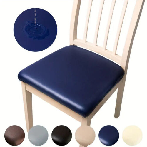 Waterproof PU Leather Seat Covers For Chairs, Stretch Dining Chair Seat Covers