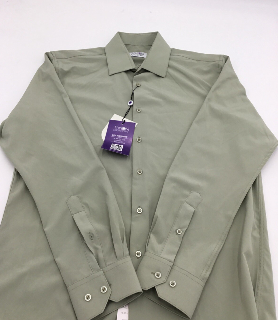 Мужская однотонная рубашка Tayion, салатово-зеленый, 15-15,5 32/33