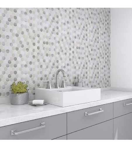 Peel And Stick Mosaics Cambridge Place Beige Glossy Hexagon Peel And Stick Wall - Bild 3 von 4