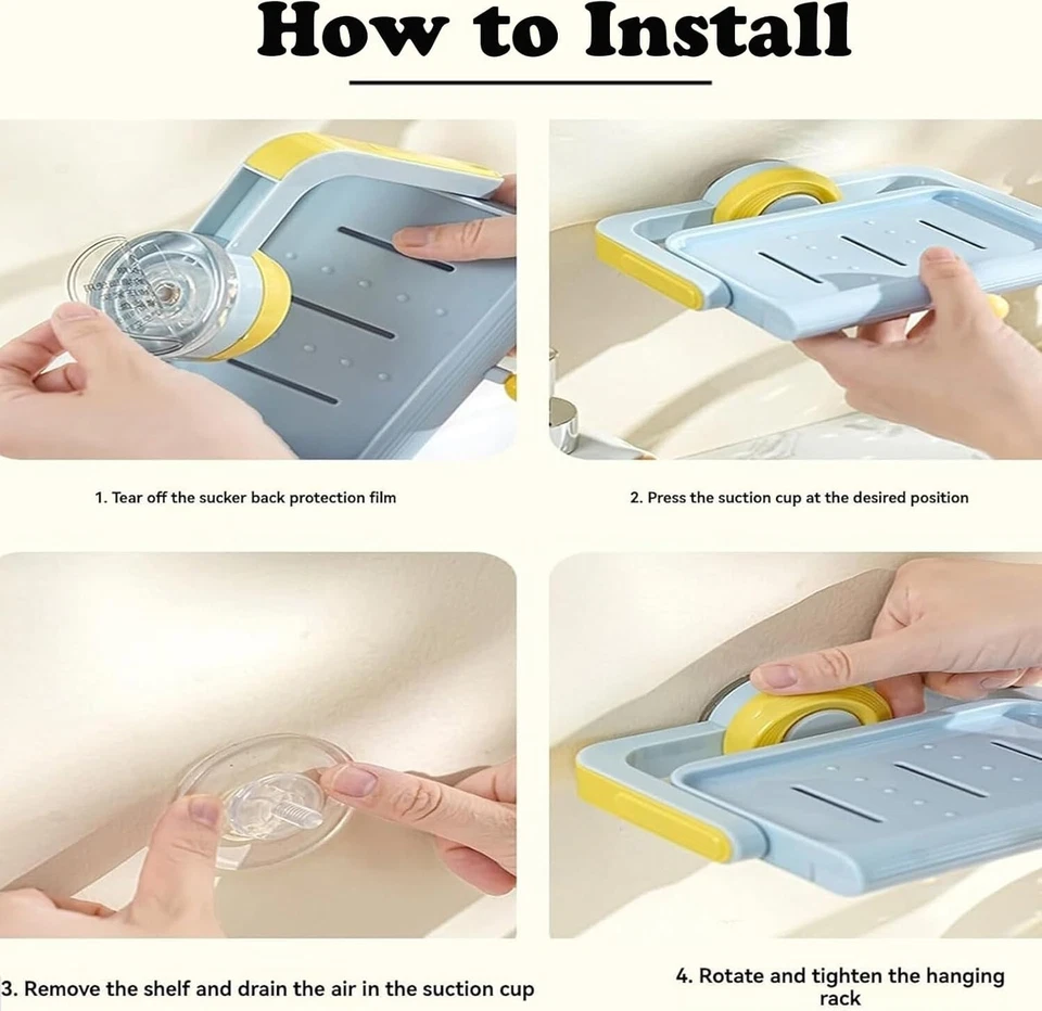 Soporte para bandeja de jabón con ventosa giratoria 360°, bandeja de jabón autodrenable sin taladrar Foto 4 de 4