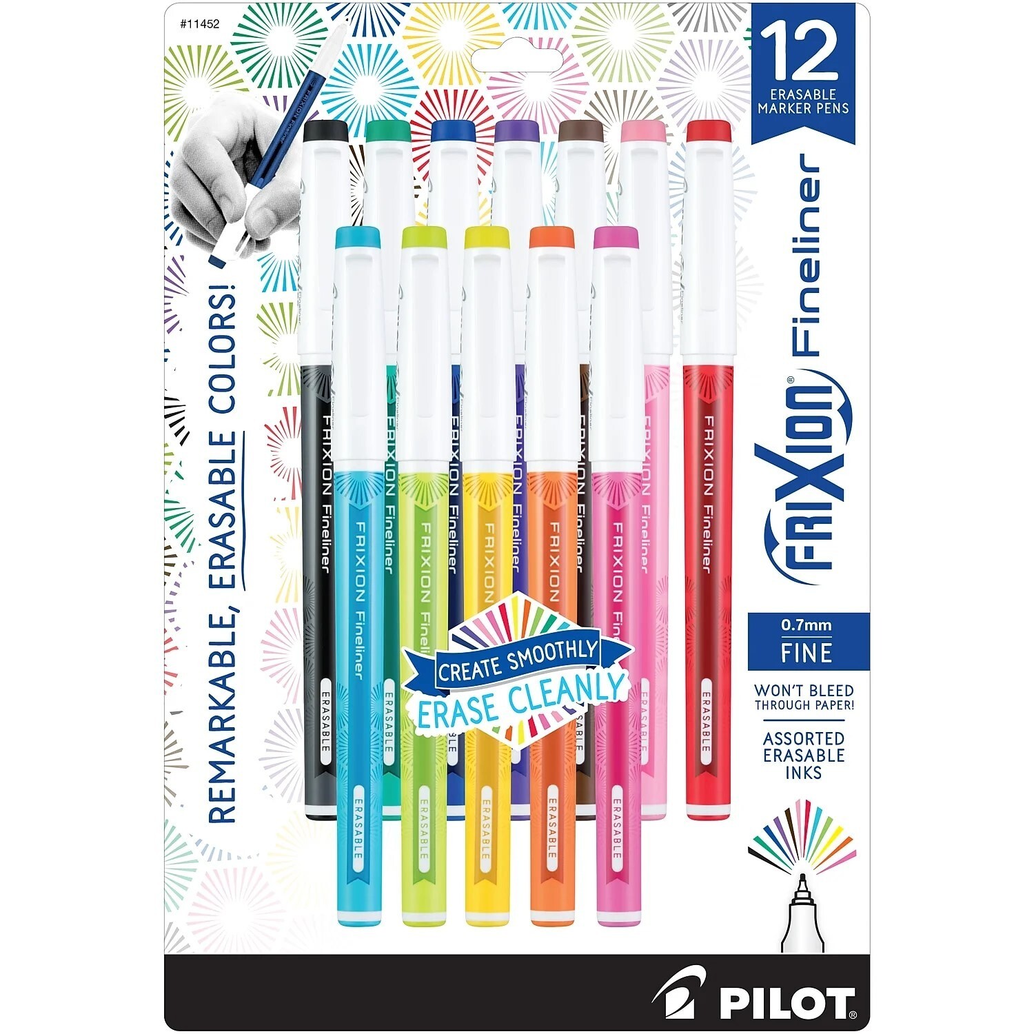 NEW Pilot FriXion Fineliner Erasable Marker Pens 12 Assorted