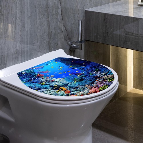 Bathroom Toilet Seat Lid Sticker Colorful Decorative Waterproof Ocean Fish - Picture 6 of 6